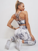 Tie Dye Criss Cross Sports Bra & Wide Waist Leggings Sai Feel